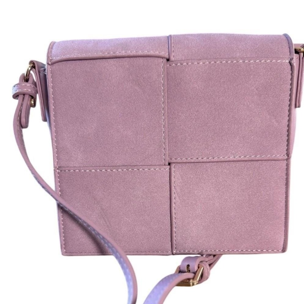 Moda Luxe Crossbody Bag Womens Small Purple Good Woven Faux Suede Vegan Leather